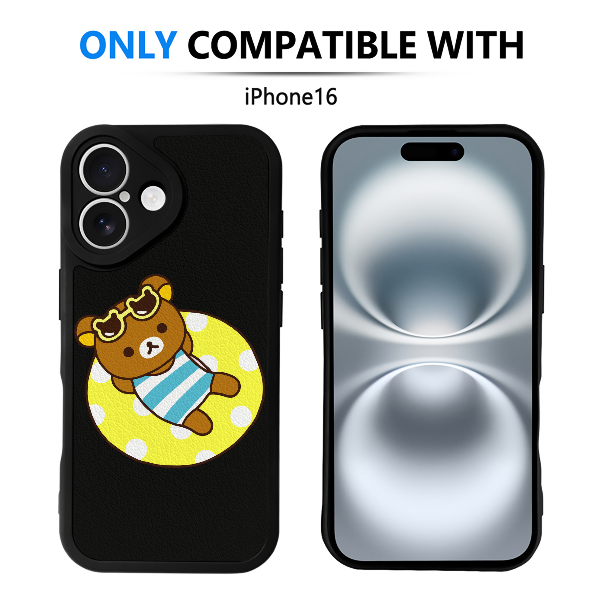 （画像用） リラックマ リラックマ キイロイトリ Rilakkuma Korilakkuma Kiiroitori 【iPhone 16シリーズ対応】シリコンスマホケース（レザー調） 材質：シリコン